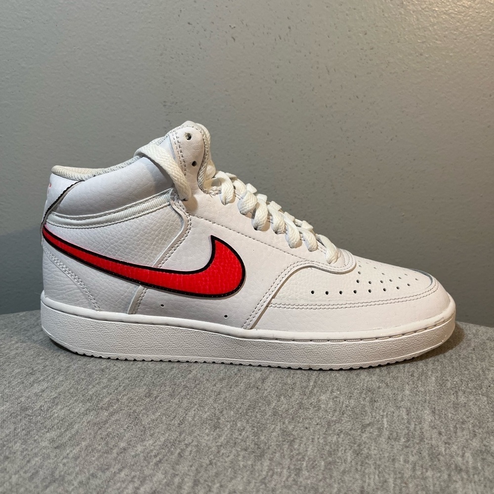 Nike Court Vision Mid 'White Flash Crimson' Women’s Shoe Size 8 CD5436-102 - Picture 1 of 11